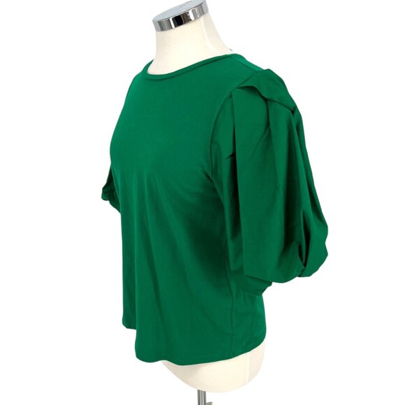 Worthington Puff Sleeve Knit Top Luxury Green Size Medium NWT - Picture 6 of 12